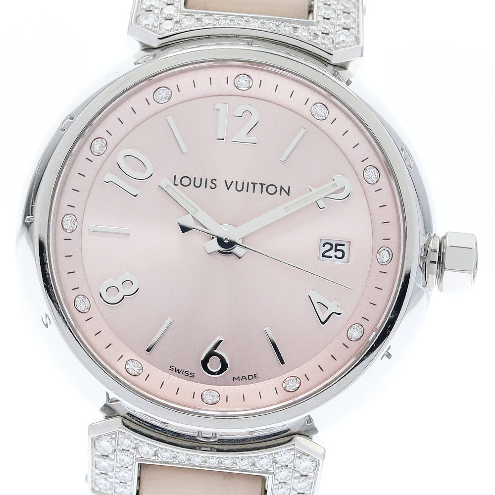 ルイ・ヴィトン LOUIS VUITTON Q121Y タンブール ブラッシュディアモンPM 12P ラグダイヤ クォーツ レディース _934659【中古】