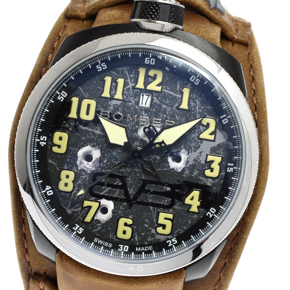ボンバーグ BOMBERG BS45H3SP.VPI-1.3 BOLT-68 パイロットヴィンテージ デイト クォーツ メンズ 箱・保証書付き_881562【ev15】【中古】