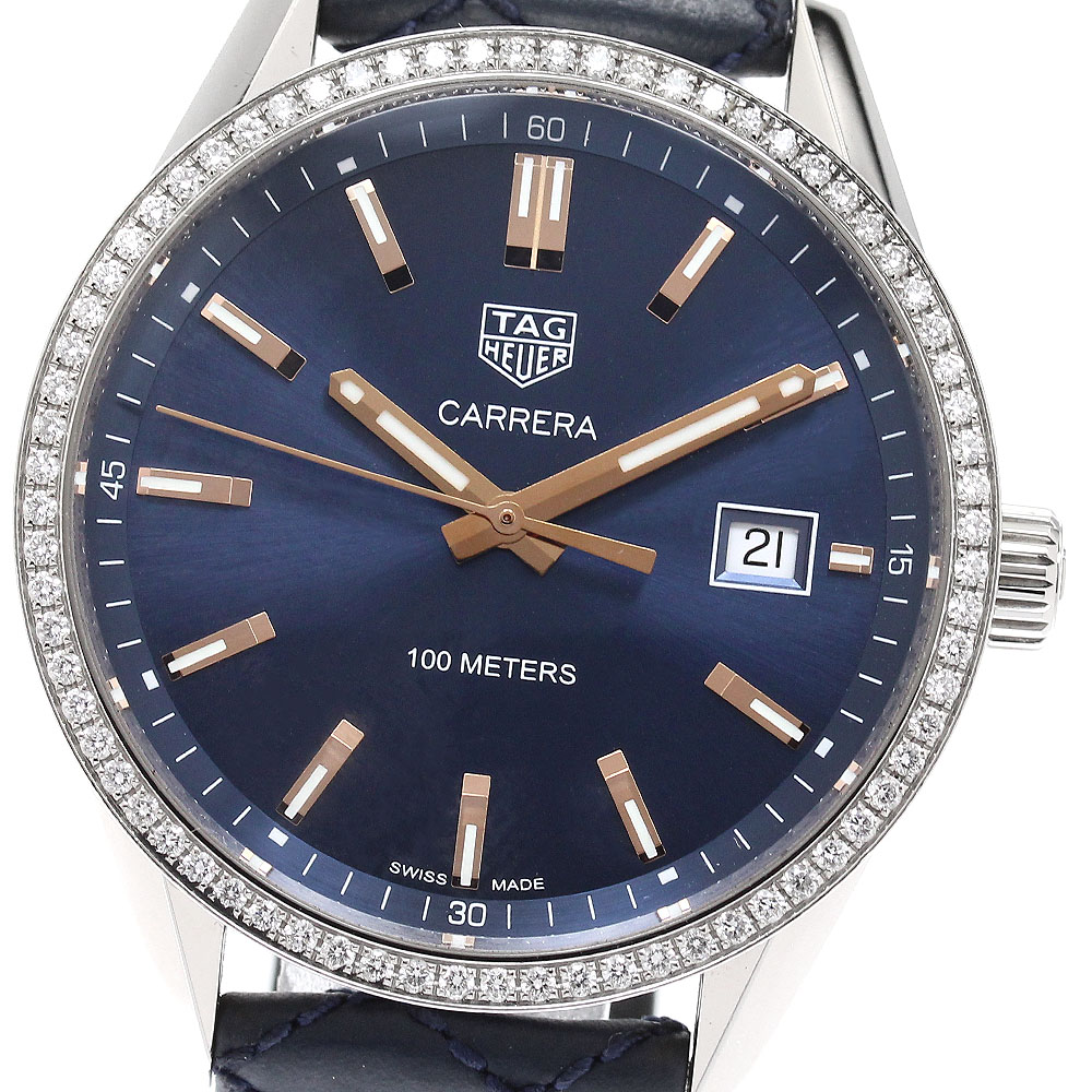 タグホイヤー TAG HEUER WAR1114 カレラ デイト ダイヤベゼル 石英 メンズ 箱・御墨付き付き添い人_931844【中古】