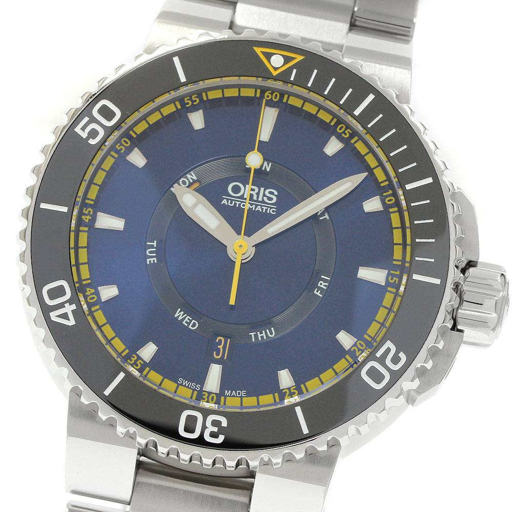 オリス ORIS 01 735 7673 4185 アクイス グレートバリアリーフ リミテッド2 デイト 自動巻き メンズ 保証書付き_934031【中古】