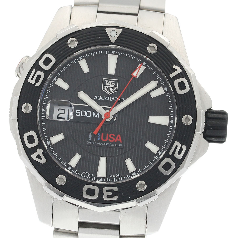 タグホイヤー TAG HEUER WAJ2118 アクアレーサー キャリバー5 アメリカズカップ記念モデル デイト 自動巻き メンズ 美品 保証書付き_935072【中古】