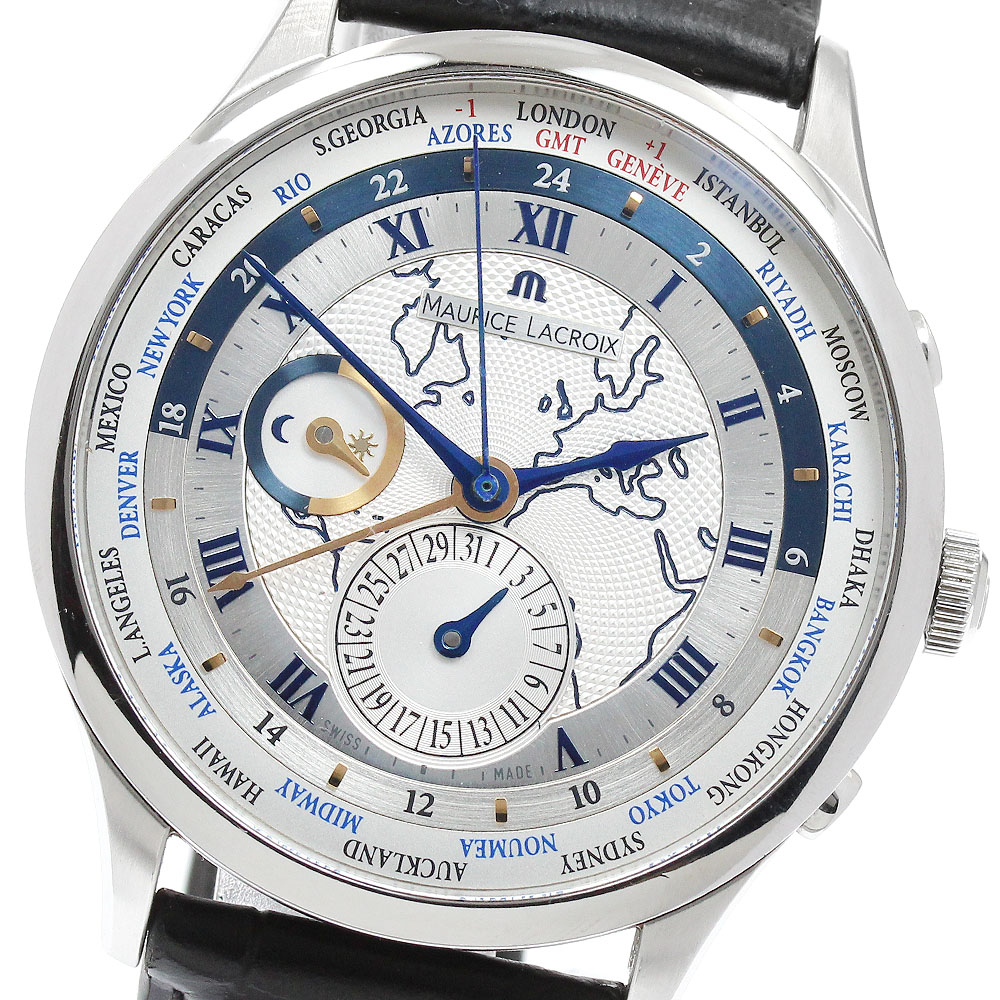 モーリスラクロア MAURICE LACROIX MP6008-SS001-110 御師匠さん天下太平 世界タイマー GMT 自動小銃一巻き メンズ 良品 _935279【中古】