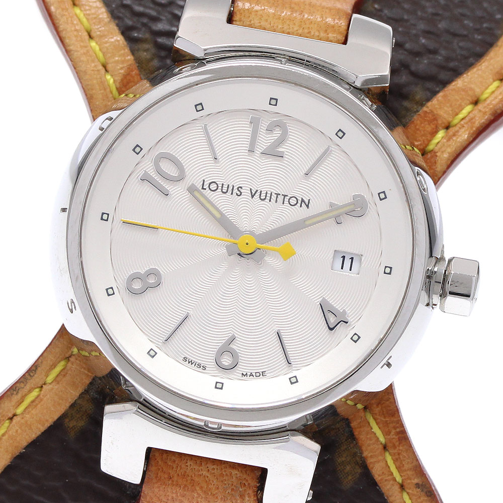 ルイ・ヴィトン LOUIS VUITTON Q121K タンブール デイト クォーツ レディース 良品 箱・保証書付き_938763【中古】