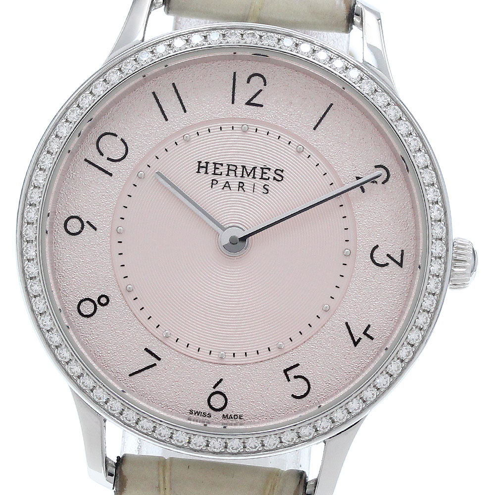 エルメス HERMES CA2.230 スリム ドゥ エルメス ダイヤベゼル クォーツ レディース 内箱・保証書付き_936347【中古】
