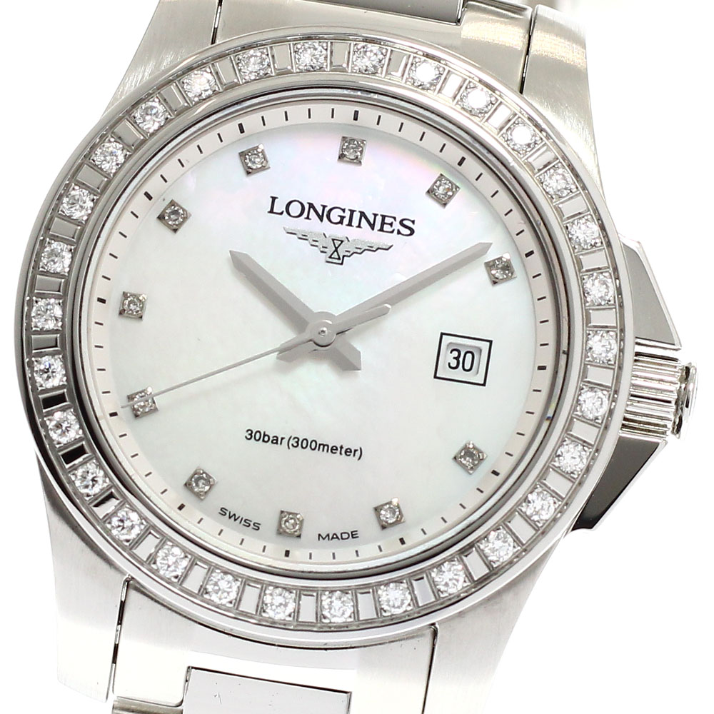 ロンジン LONGINES L3.258.0 コンクエスト ダイヤベゼル 11P クォーツ レディース 良品 _934766【ev10】【中古】｜CLOSER