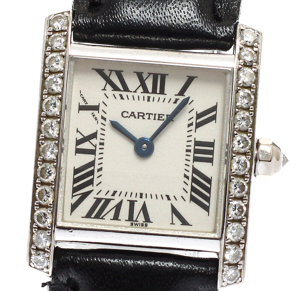 カルティエ CARTIER WE100251 タンク フランセーズ SM K18WG サイドダイヤベゼル クォーツ レディース _932705【中古】