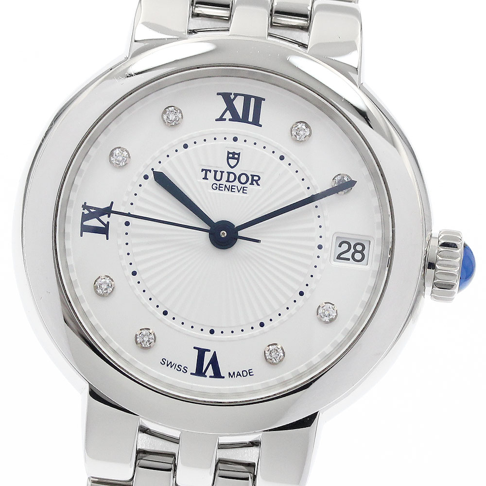 チュードル TUDOR 35800 クレア ドゥ サクラ色 8P金剛石 デイト 自動小銃一巻き ボーイズ 良品 お墨付き付き添い人_939004【中古】