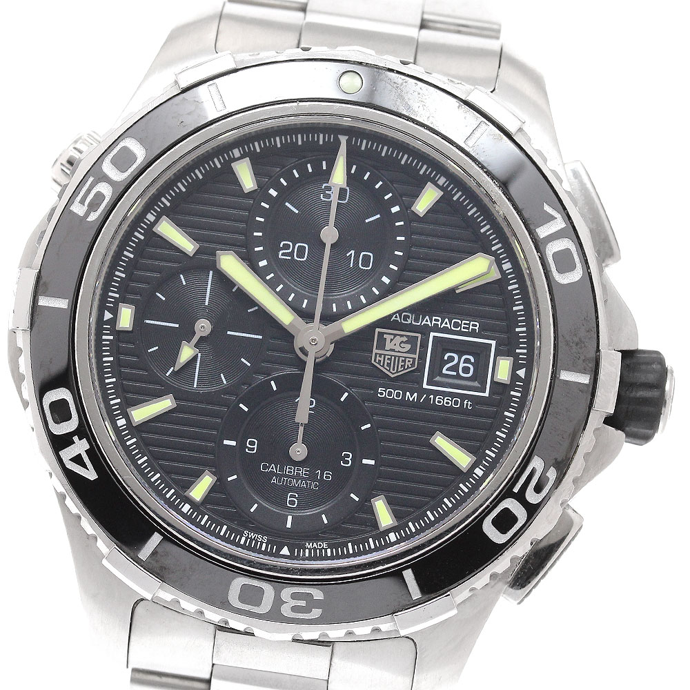 訳あり タグホイヤー TAG HEUER CAK2111.BA0833 アクアレーサー クロノグラフ 自動巻き メンズ 箱・保証書付き_930463【中古】