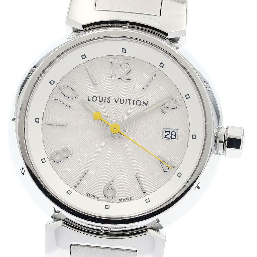 ルイ・ヴィトン LOUIS VUITTON Q121K タンブール デイト クォーツ レディース 箱・保証書付き_938583【中古】