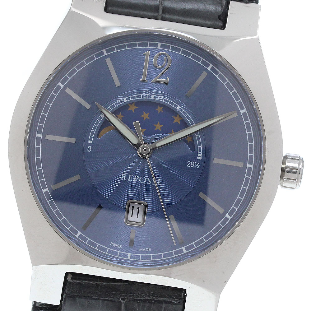 レポシ REPOSSI Ref.R8 ムーンフェイズ デイト クォーツ メンズ 良品 _935361【ev10】【中古】｜CLOSER 59,281円