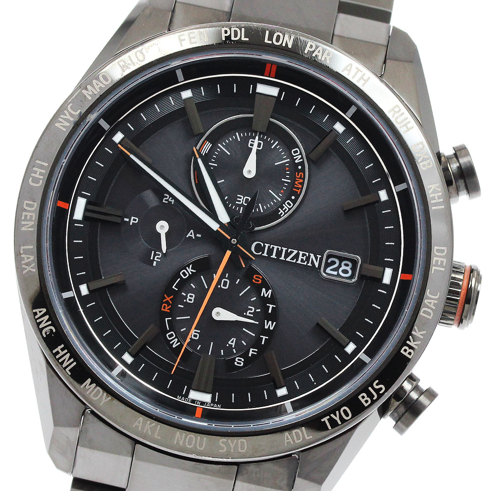 シチズン CITIZEN H800-T025871/AT8185-62E アクトライン ブラックチタン エコドライブ ソーラー電波 メンズ 保証書付き_939790【中古】