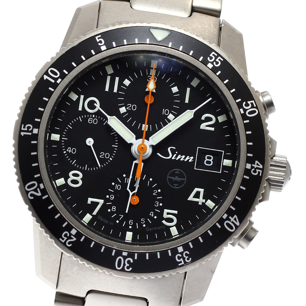 訳あり ジン Sinn 103.TI.UTC.TESTAF 103 クロノグラフ デイデイト 自動小銃一巻き メンズ 箱・お墨付き付き添い人_935437【中古】
