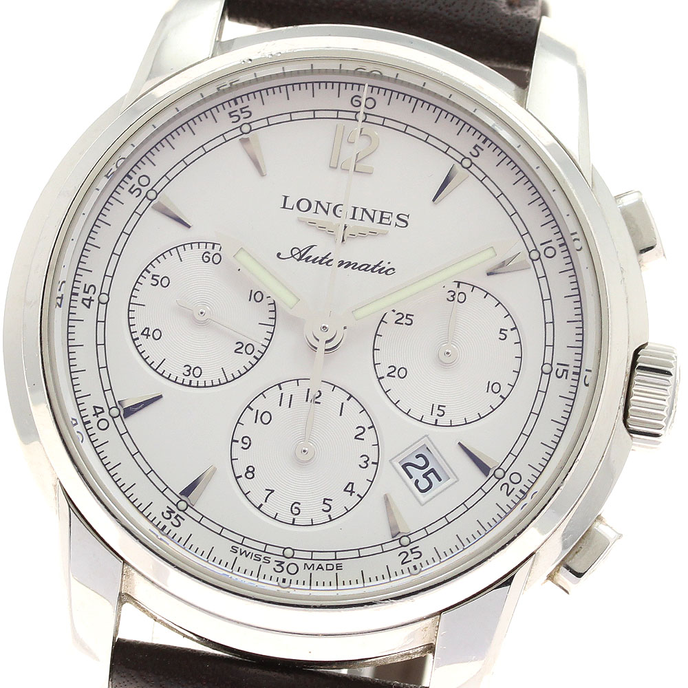 ロンジン LONGINES L2.784.4 サンティミエ クロノグラフ 自動小銃一巻き メンズ 箱・御墨付き付き添い人_934633【中古】
