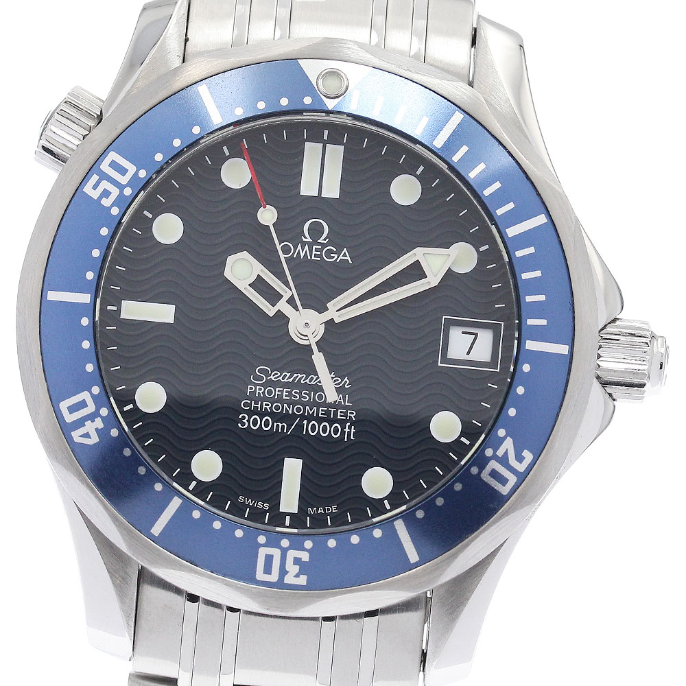 ゼロ OMEGA 2551.80 シーマスター300 デイト 自動小銃一巻き ボーイズ 美品 _942989【中古】