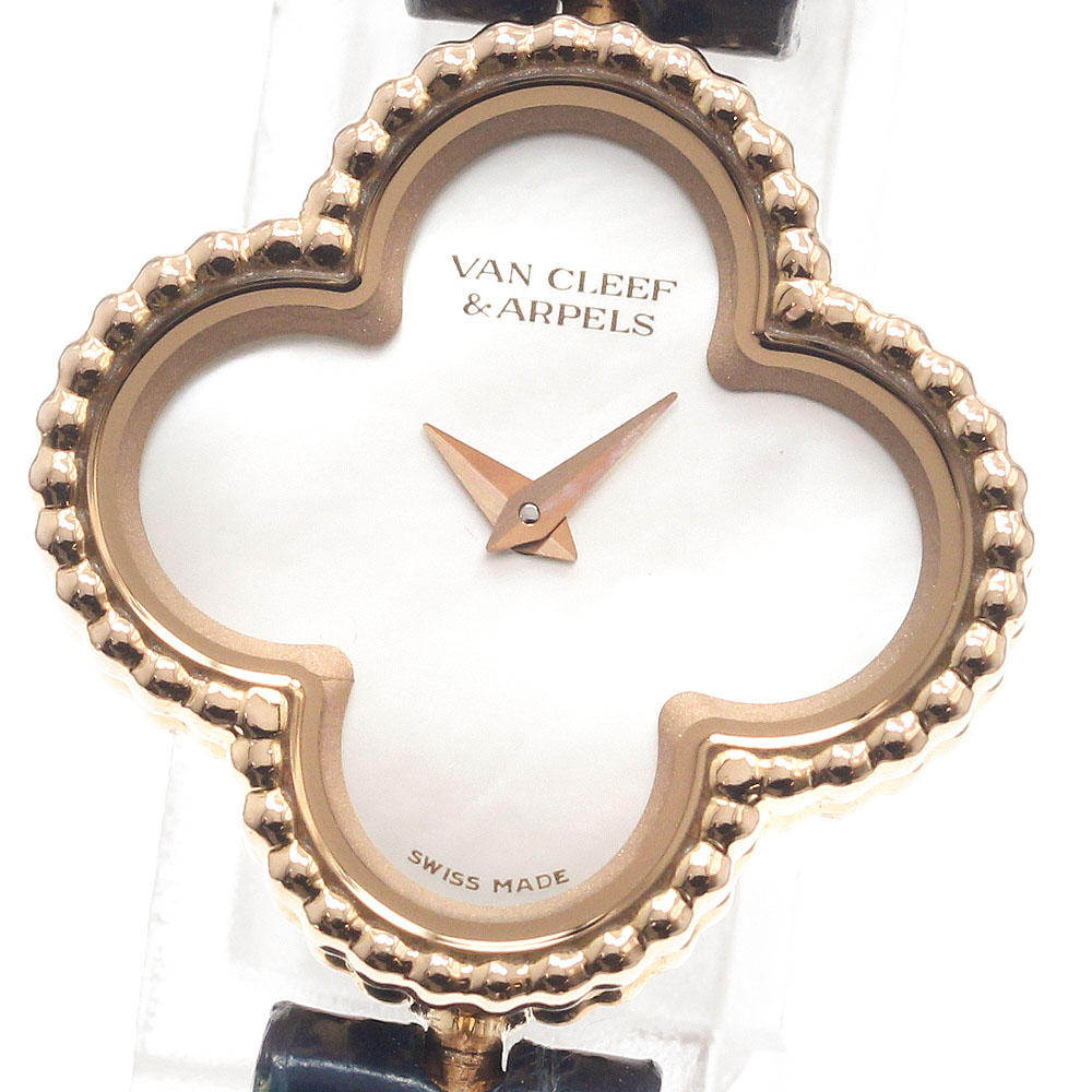 ヴァンクリーフ＆アーペル Van Cleef & Arpels VCARO8SF00/2386240 アルハンブラ K18PG シェル文字盤 クォーツ レディース 良品 _861003【中古】