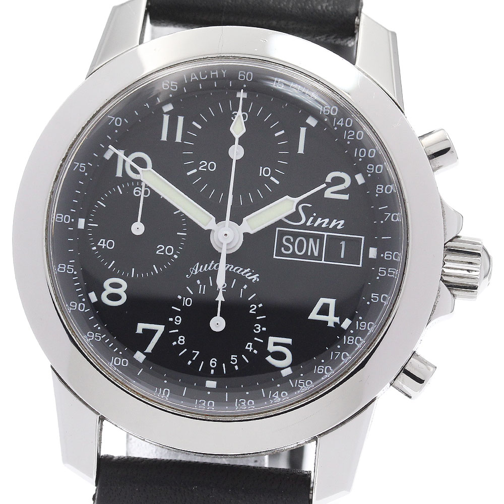 ジン Sinn 103 クロノグラフ デイデイト 自動小銃一巻き メンズ 御墨付き付き添い人_941804【中古】 腕時計-メンズ腕時計
