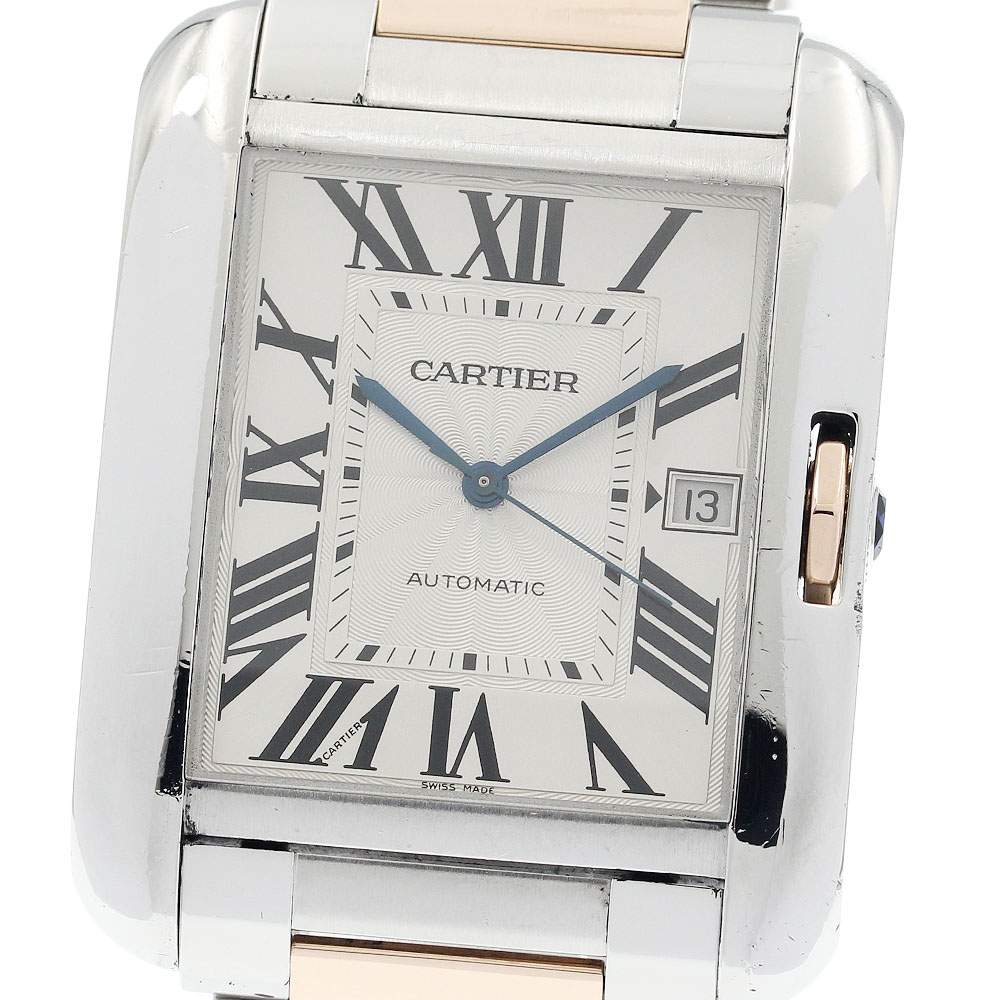 カルティエ CARTIER W5310006 タンクアングレースXL デイト コンビ 自動巻き メンズ _808724【中古】 296,010円