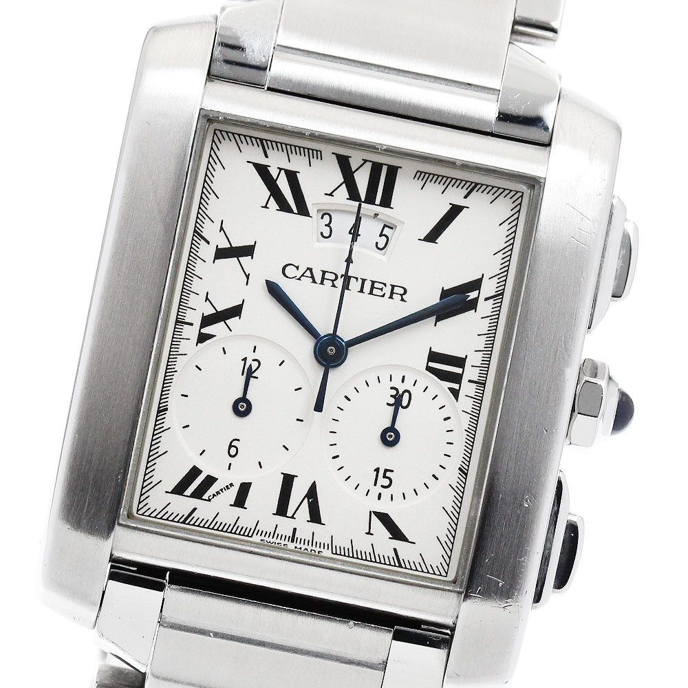 カルティエ CARTIER W51024Q3 タンクフランセーズ クロノリフレックス クォーツ メンズ _932229【中古】