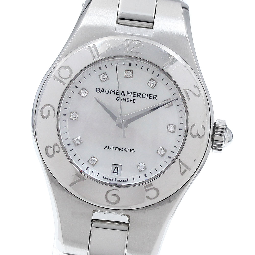 ボーム＆メルシェ Baume \u0026 Mercier 65739 リネア デイト 11P金剛石 自動小銃一巻き レディース _939231【中古】