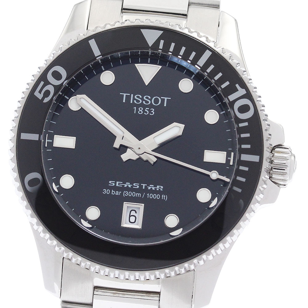 ティソ TISSOT T120.210.11.051.00 シースター1000 デイト クォーツ ボーイズ 美品 内箱・保証書付き_943265【中古】