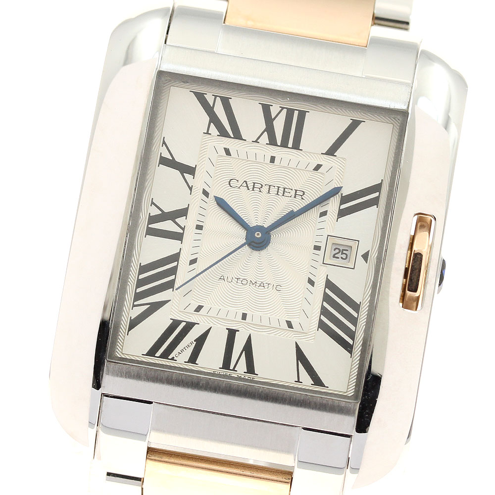 カルティエ CARTIER W5310007 タンクアングレーズMM PG二人組 デイト 自動小銃一巻き ボーイズ 良品 _849480【中古】