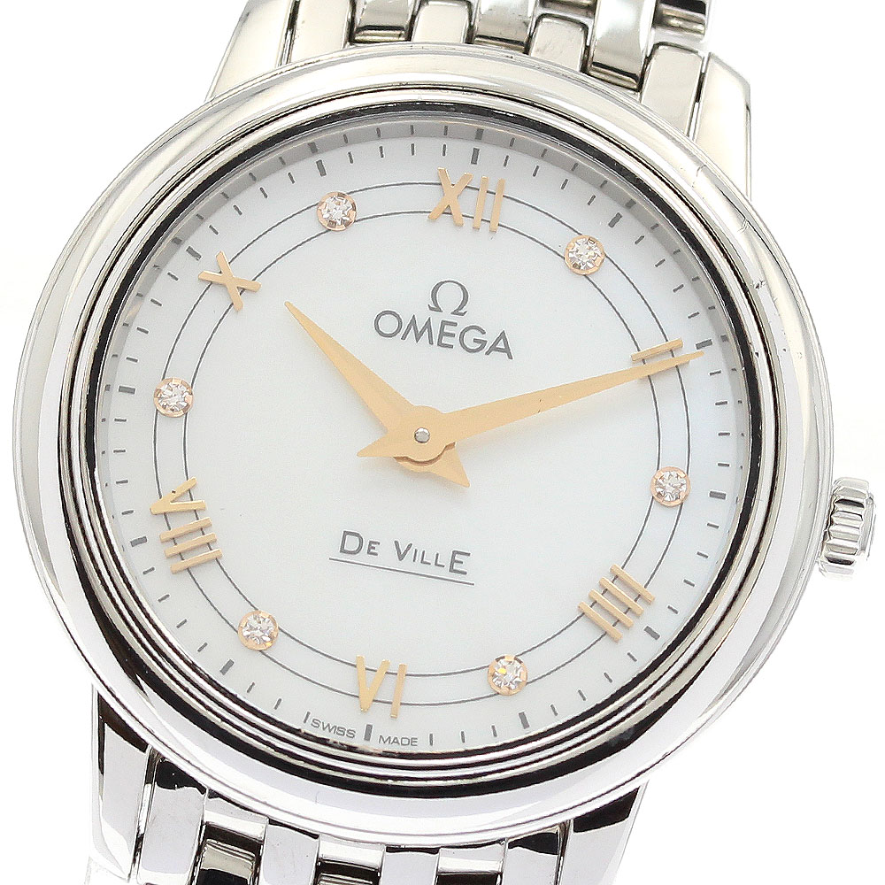 ゼロ OMEGA 424.10.27.60.55.001 天魔波旬 プレ上演 6P金剛石 石英 レディース 良品 _940035【中古】