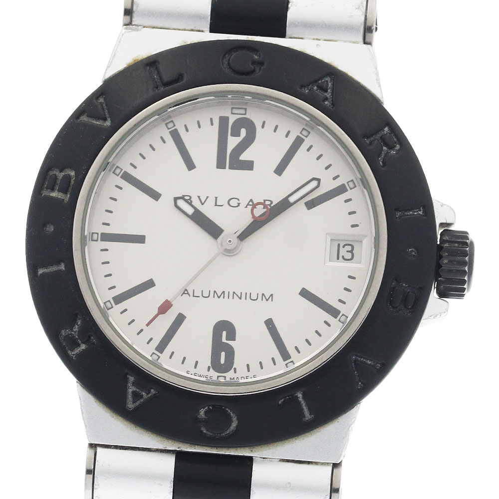 ブル小峡谷 BVLGARI AL32TA 軽銀 デイト 石英 ボーイズ _943564【中古】