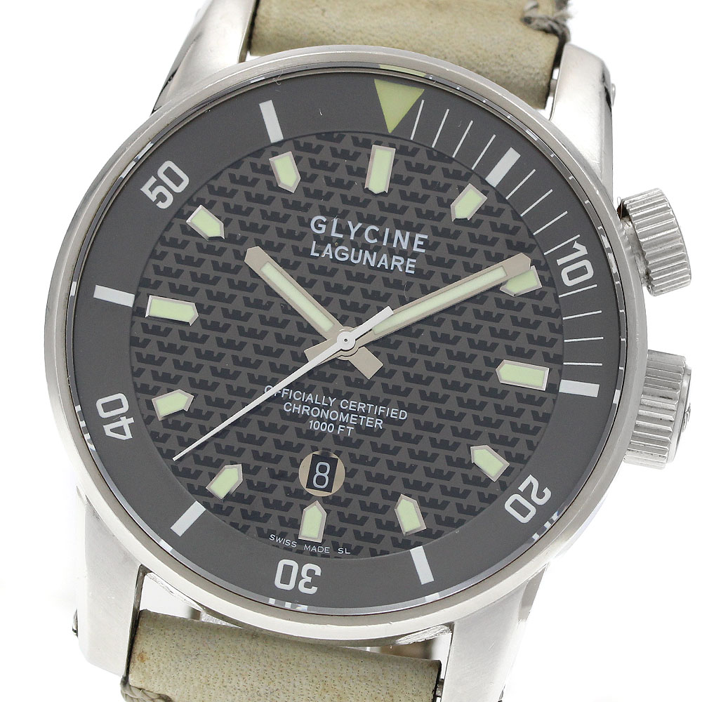 グリシン GLYCINE 3844 ラグナーレ デイト 自動小銃一巻き メンズ _942563【中古】