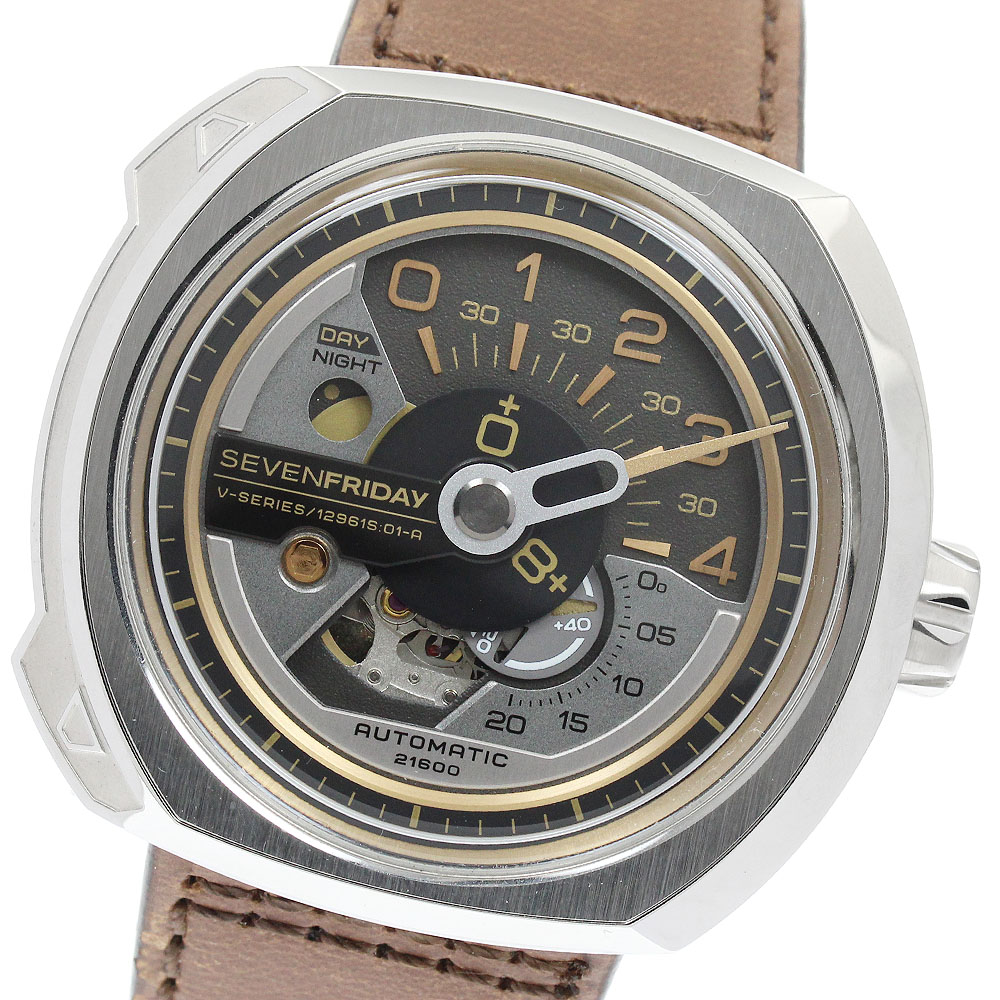 セブンフライデー SEVENFRIDAY SF-V2/01 Vシリーズ デイ&ナイト表示 スモールセコンド 自動巻き メンズ 極美品 内箱・保証書付き_944796【中古】