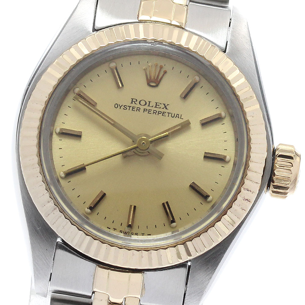 ロレックス ROLEX 6719 オイスターパーペチュアル ヴィンテージ YGベゼル 自動巻き レディース 保証書付き_919439【中古】