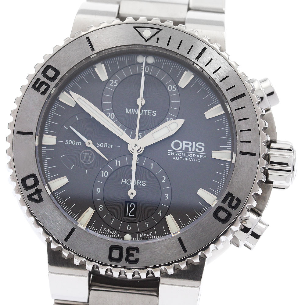 オリス ORIS 7655-72/01 674 7655 7253-07 8 26 アクイス デイト クロノグラフ 自動小銃一巻き メンズ _943233【中古】
