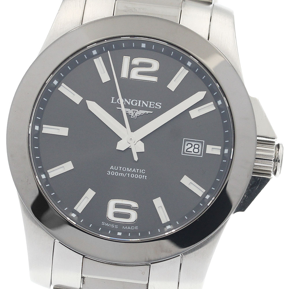 ロンジン LONGINES L3.657.4 コンクエスト デイト 自動小銃一巻き メンズ 御墨付き付き添い人_944336【中古】