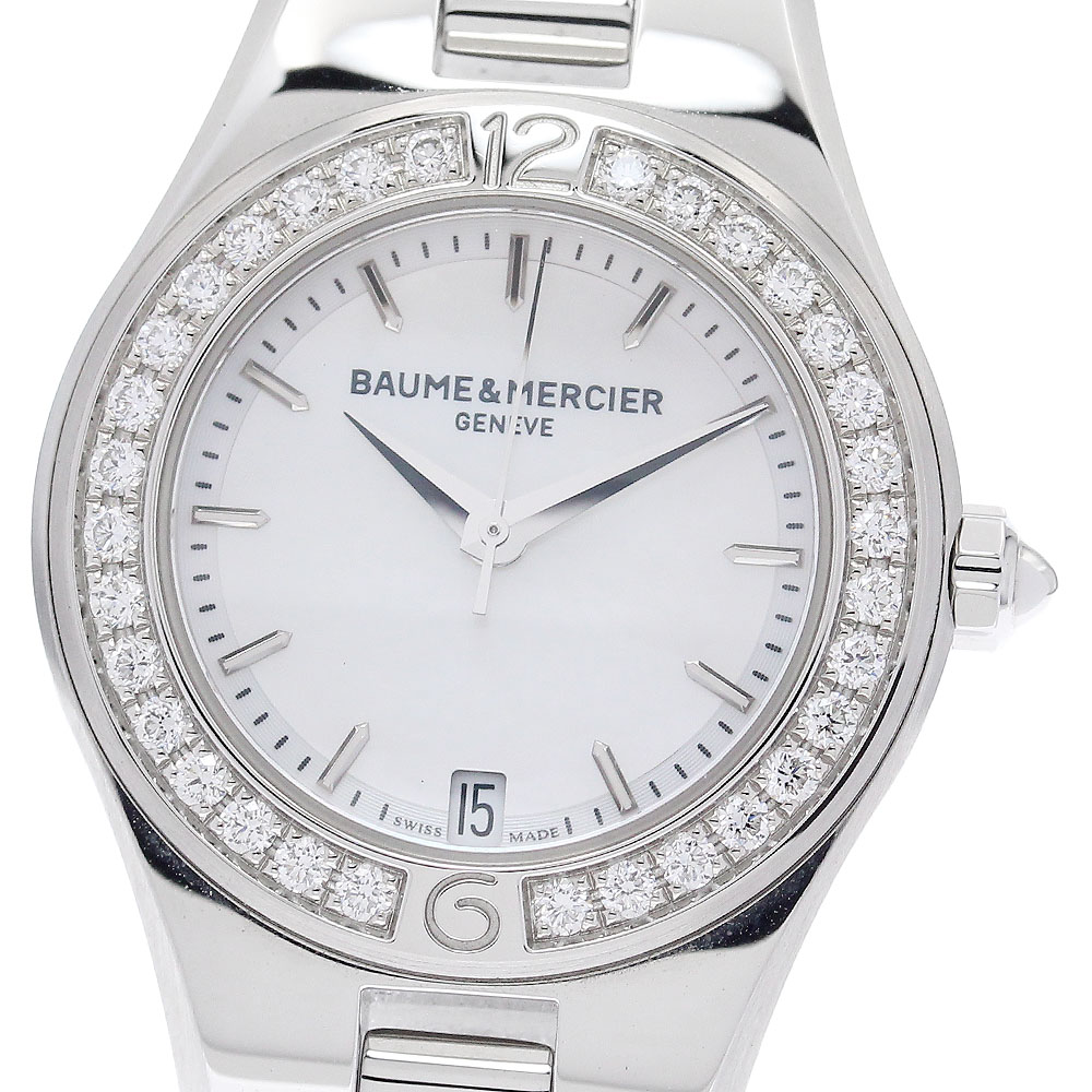 ボーム＆メルシェ Baume \u0026 Mercier M0A10013 リネア ダイヤベゼル 石英 レディース 良品 お墨付き付き添い人_943235【中古】