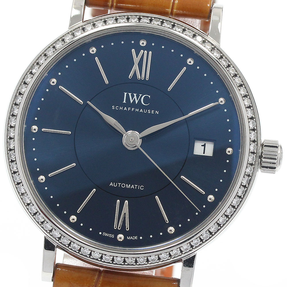 IWC IWC SCHAFFHAUSEN IW458111 ポートフィノ 37 ダイヤベゼル 自動小銃一巻き ボーイズ 良品 お墨付き付き添い人_945212【中古】