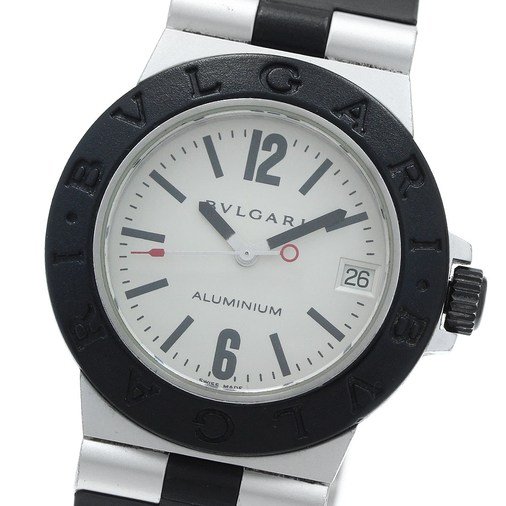ブル小峡谷 BVLGARI AL32A 軽銀 デイト 石英 ボーイズ _945834【中古】