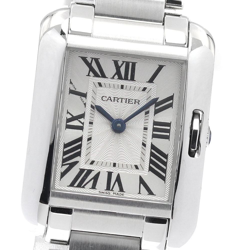 カルティエ CARTIER W5310022 タンクアングレーズSM クォーツ レディース 保証書付き_942414【中古】