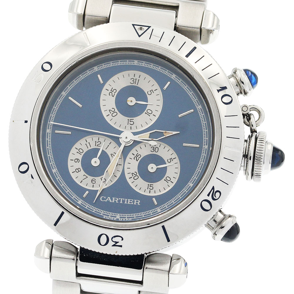 ジャンク カルティエ CARTIER W3100855 パシャ35 クロノリフレックス パーペチュアルカレンダー 石英 ボーイズ _875230【中古】