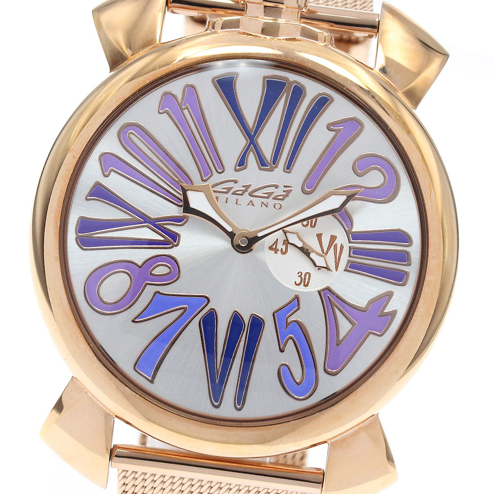 ガガミラノ GaGa MILANO 5081.3 マヌアーレ スリム46 スモールセコンド クォーツ メンズ 箱・保証書付き_944770【中古】