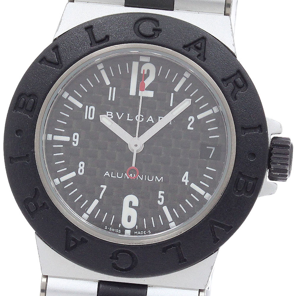 ブル小峡谷 BVLGARI AL32TA 軽銀 デイト 石英 ボーイズ 良品 _945309【中古】