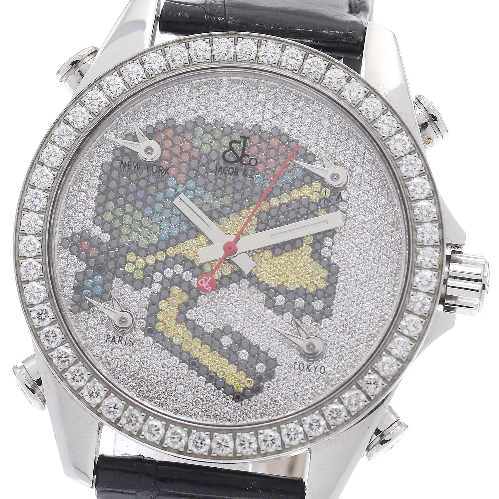 ジェイコブ JACOB&CO 5タイムゾーン ダイヤベゼル クォーツ メンズ _934550【中古】