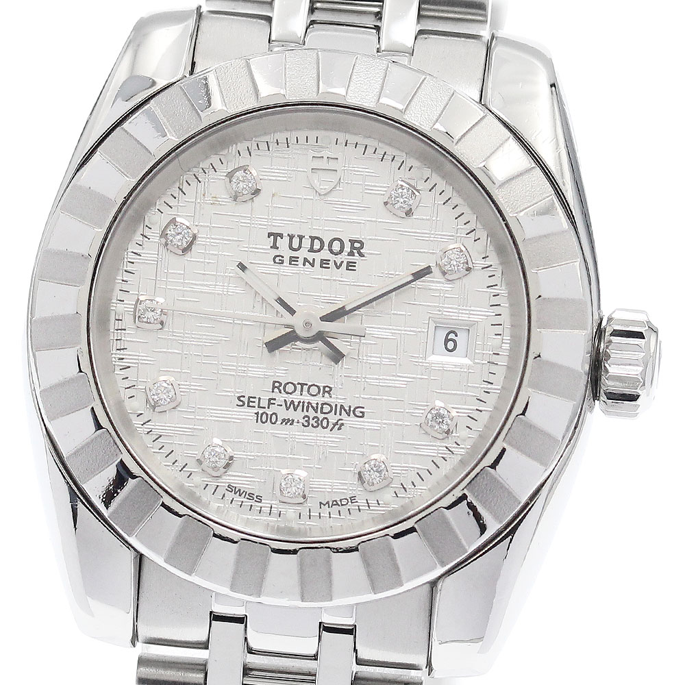 チュードル TUDOR 22010 古典派音楽 デイト 10P金剛石 自動小銃一巻き レディース 御墨付き付き添い人_942662【中古】