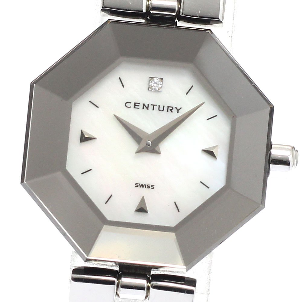 センチュリー CENTURY 802.7S.10I.11SB タイムジェム 1Pダイヤ クォーツ レディース 保証書付き_943671【中古】