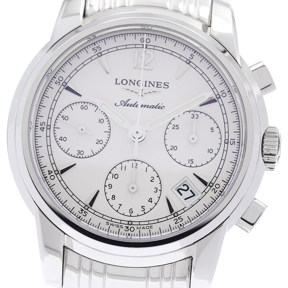 ロンジン LONGINES L2.753.4 サンティミエ クロノグラフ デイト 自動小銃一巻き メンズ 美品 お墨付き付き添い人_945966【中古】 腕時計-メンズ腕時計