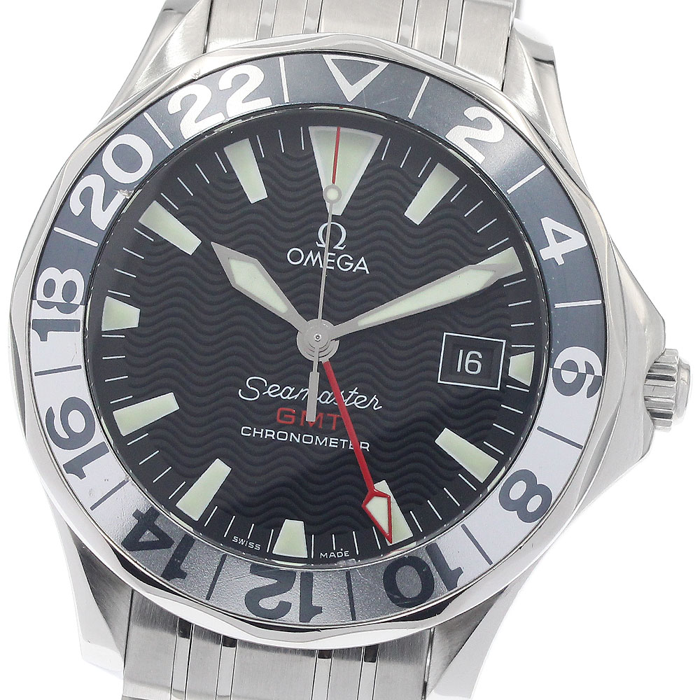 オメガ OMEGA 2534.50 シーマスター300 50周年記念モデル GMT デイト 自動巻き メンズ 保証書付き_948379【中古】