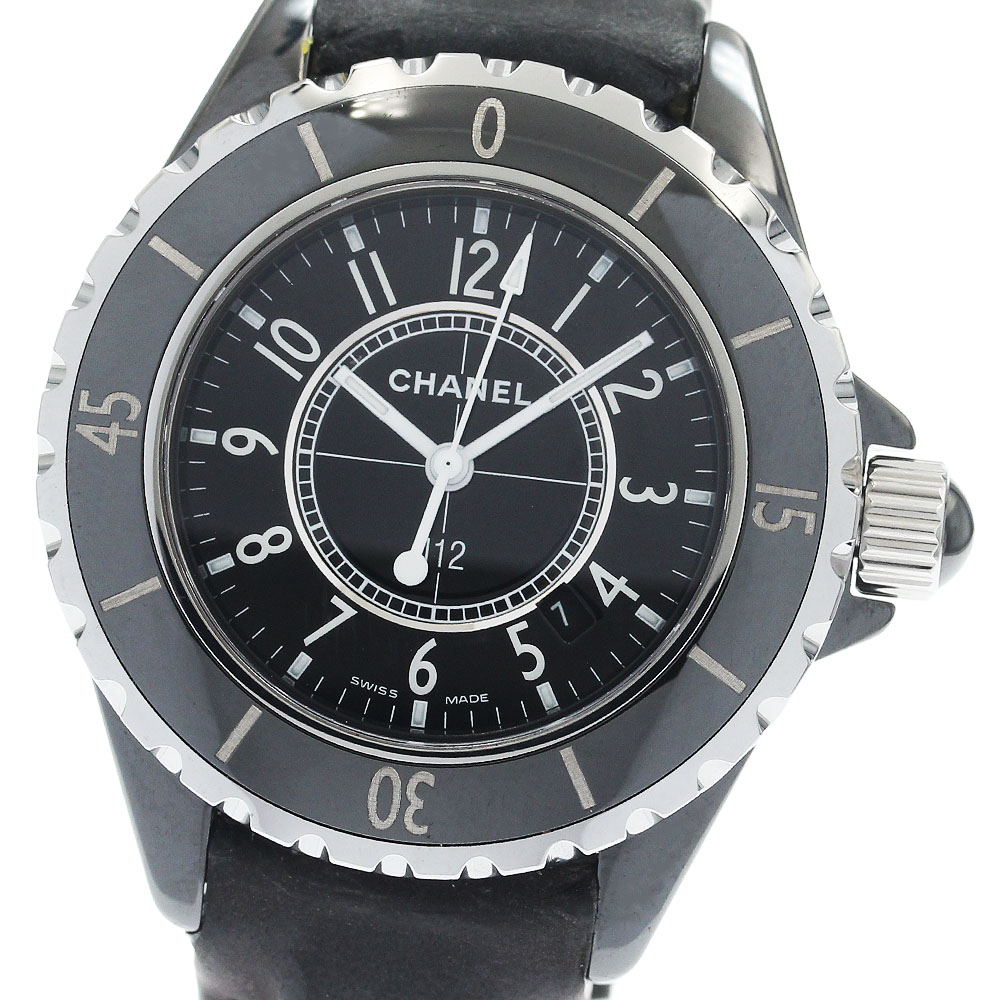 シャネル CHANEL H0680 J12 黒陶器 デイト 石英 レディース 良品 _946907【中古】