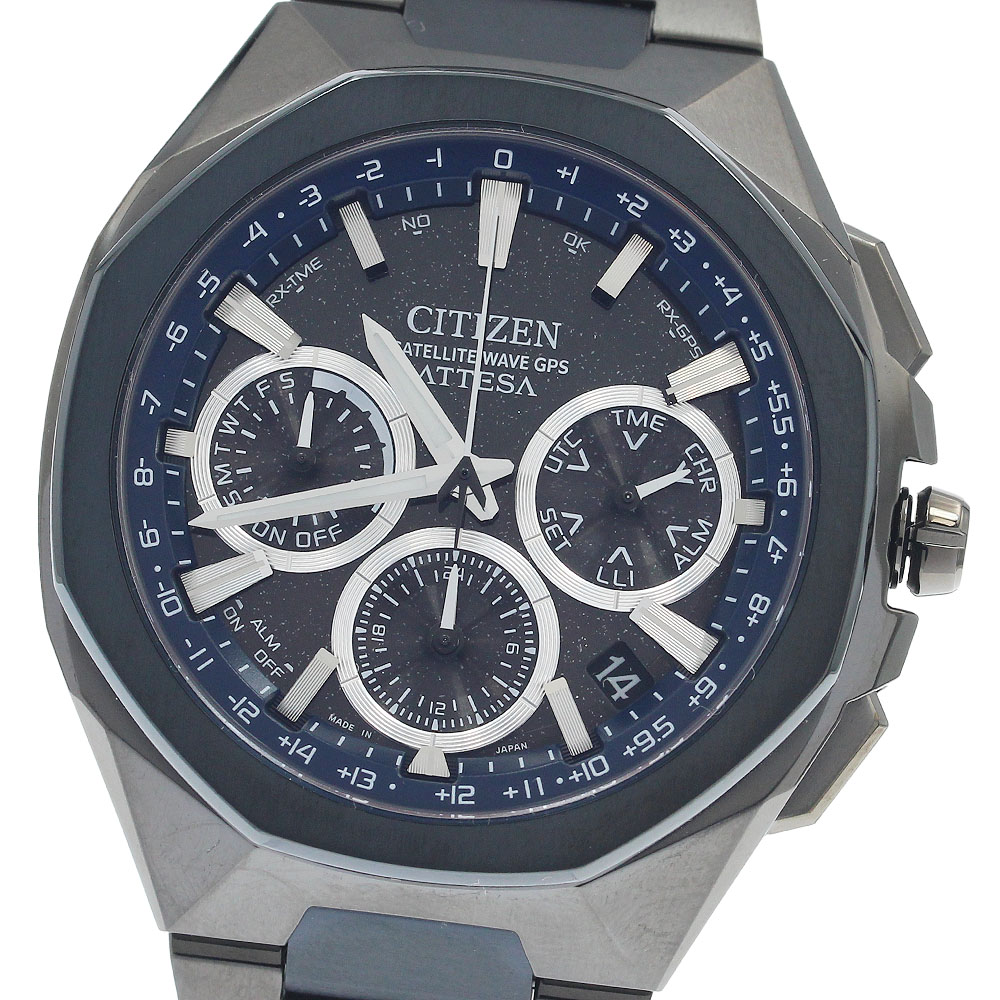 シチズン CITIZEN CC4106-74E/F950-00CWB01 アテッサ ACT Line クロノグラフ ソーラー電波 メンズ 極美品 箱・保証書付き_948910【中古】｜CLOSER