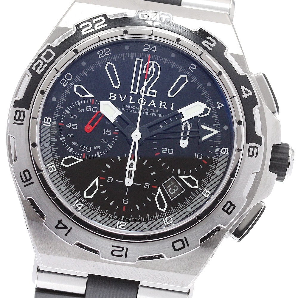 ブルガリ BVLGARI DP45STVCH ディアゴノ プロフェッショナル X-PRO GMT クロノグラフ 自動巻き メンズ 箱・保証書付き メーカーOH済_949069【中古】