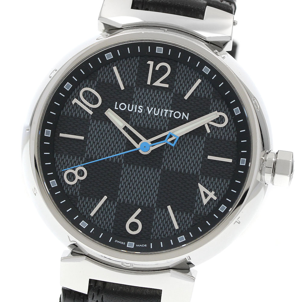 ルイ・ヴィトン LOUIS VUITTON QA073 タンブール ダミエグラフィット 水晶 メンズ 良品 箱・お墨付き付き添い人_943980【中古】 腕時計-メンズ腕時計