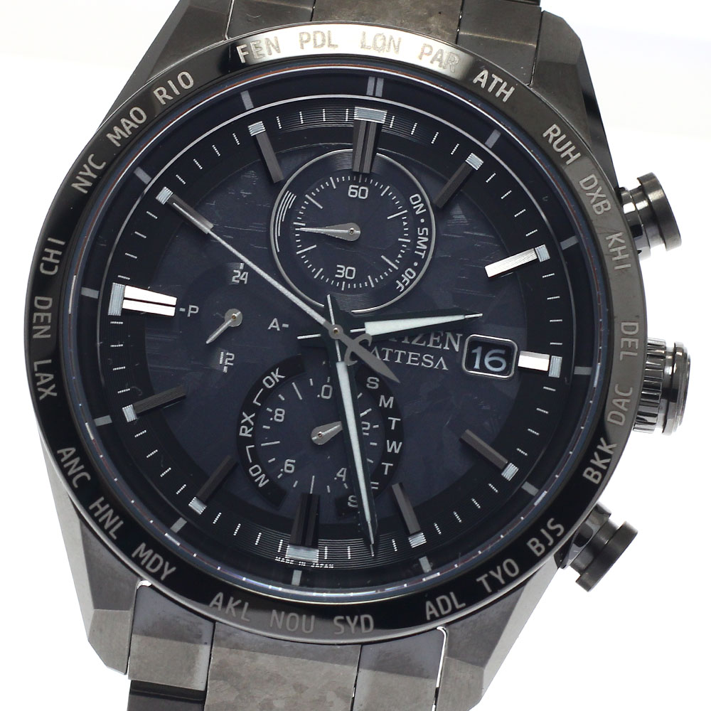 シチズン CITIZEN AT8287-62E/H800-A1CN20C アテッサ ACT Line HAKUTO-R ソーラー電磁波 メンズ 美品 箱付き添い人_949151【中古】