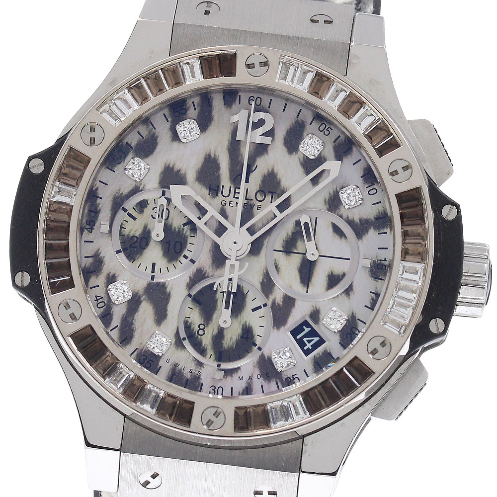 ウブロ HUBLOT 341.SX.7717.NR.1977 ビッグバン スノーレオパード 世界500本限定 8P バケットダイヤ K18WGベゼル 自動巻き メンズ _947324【中古】｜CLOSER